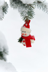 snowman on a fir tree