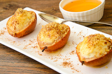 Healthy and Diet Food: Pear with Ricotta and Nuts