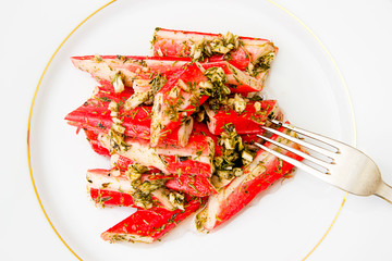 Marinated Crab Sticks in Butter with Lemon