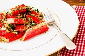 Marinated Crab Sticks in Butter with Lemon