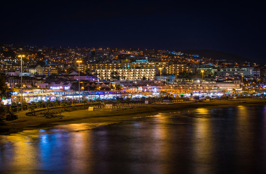 Torviscas Playa at night. Tenerife, Canaries