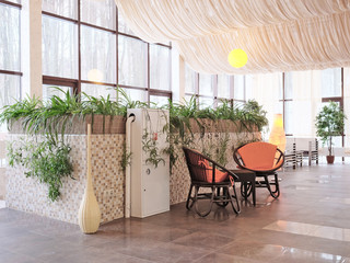 Interior of spa salon waiting room