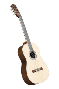 The image of acoustic guitar isolated under the white background