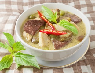 Bowl of Thai Spicy Green Curry with Chicken