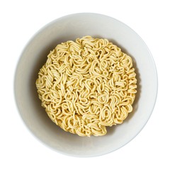Bowl of Asian Ramen or Instant Noodles on White