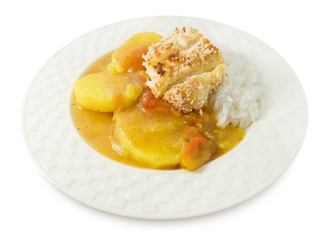 Japanese Curry and Tonkatsu with Steamed Rice