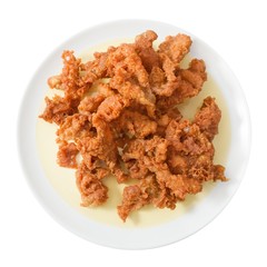 Top View of Thai Street Food Deep Fried Chicken Skins