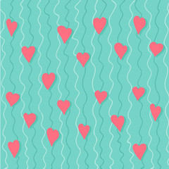 Fototapeta na wymiar Vintage abstract pattern of hearts. Hand drawn. Valentine's Day
