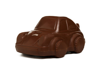 A chocolate car on white background
