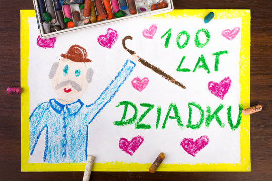 Kolorowy rysunek wykonany z okazji Dnia Dziadka
