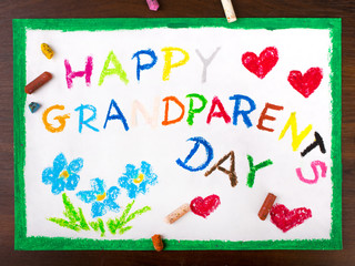 Colorful drawing: grandparents day card 
