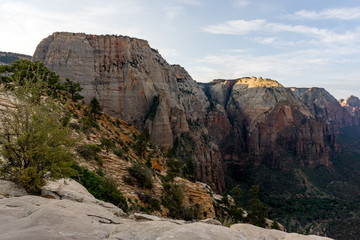Angel's landing rock formation Zion National Park Utah.