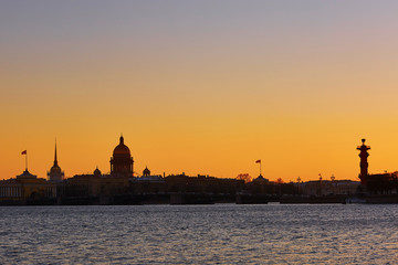 Cityscape of Saint-Petersburg, Russia on sunset