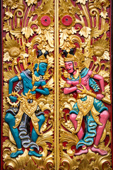 carved detail on Balinese temple door