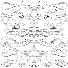 Set of vector calligraphic elements and page decorations