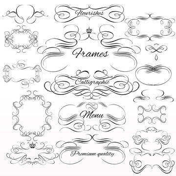 Set of vector calligraphic elements and page decorations