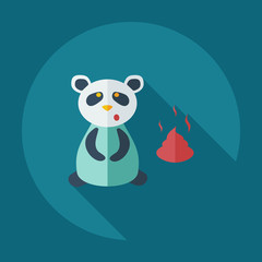 Flat modern design with shadow icons panda turd