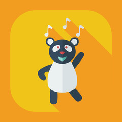 Flat modern design with shadow icons panda dances