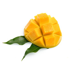 Yellow mango isolated on white background