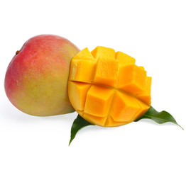 Yellow mango isolated on white background