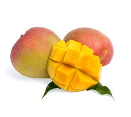 Yellow mango isolated on white background