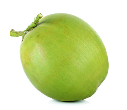 Green coconut on the white background