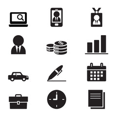 Silhouette Businessman and office tools icon set