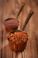 cocoa powder and grated chocolate