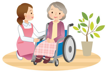 介護　車椅子　高齢者