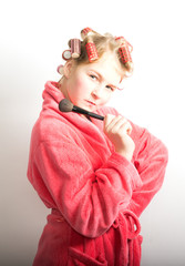 playful teenage girls in front of one eye laughing happily at the camera as they stand side by side. housewife, flyledy