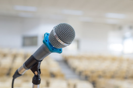 Microphone on stage in lecture hall