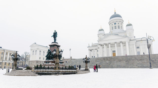 St. Nicholas Cathedral in Helsinki in winter
