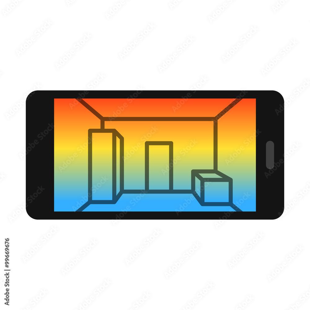 Poster computer vision 3D mapping smartphone flat icon for websites