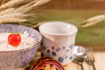 Strawburry in malt serial on wood background