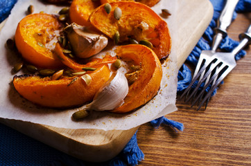 Slices of roasted pumpkin