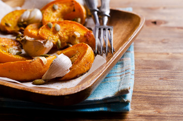 Slices of roasted pumpkin