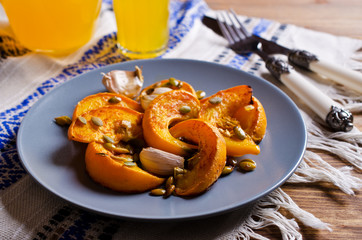 Slices of roasted pumpkin