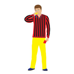 Sports referee with whistle.