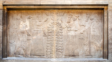Ancient Assyrian relief in The British Museum, London, UK