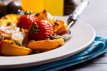 Slices of roasted pumpkin