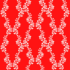 Morning glory flowers pattern seamless on red background