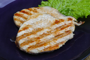 Grilled pork steak