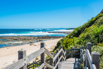Fototapeta premium Ocean and native vegetation from Norah Head coast, Australia