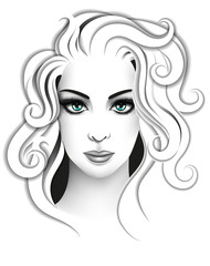Stylized young woman portrait. Beauty and fashion concept