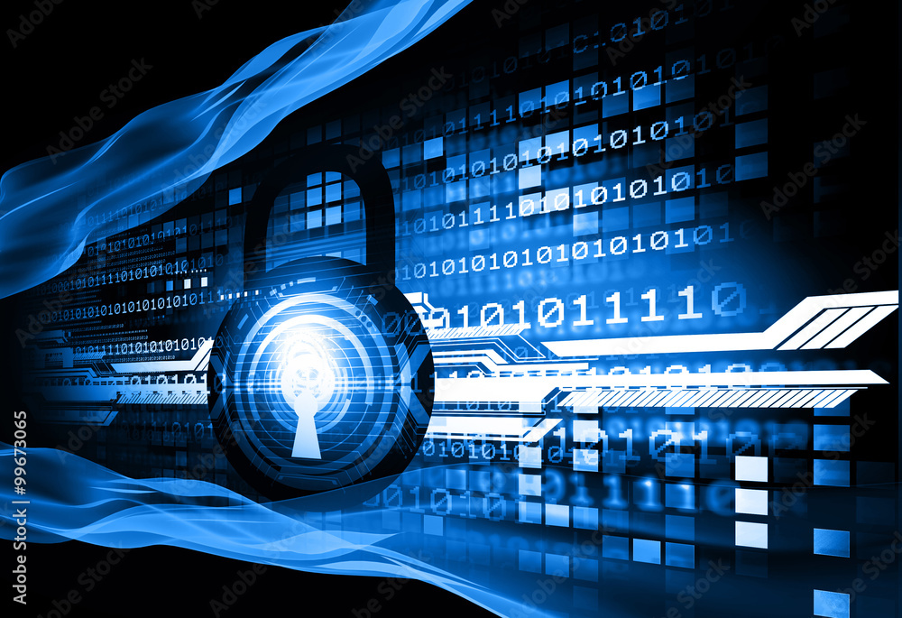 Poster digital background of internet security.