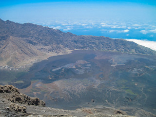 looking out at Atlantic from top of volcano in Fogo, Cape Verde Islands
