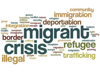 Fototapeta premium Migrant crisis word cloud concept 2