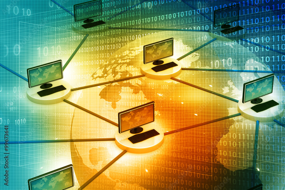 Poster computer network and internet communication concept