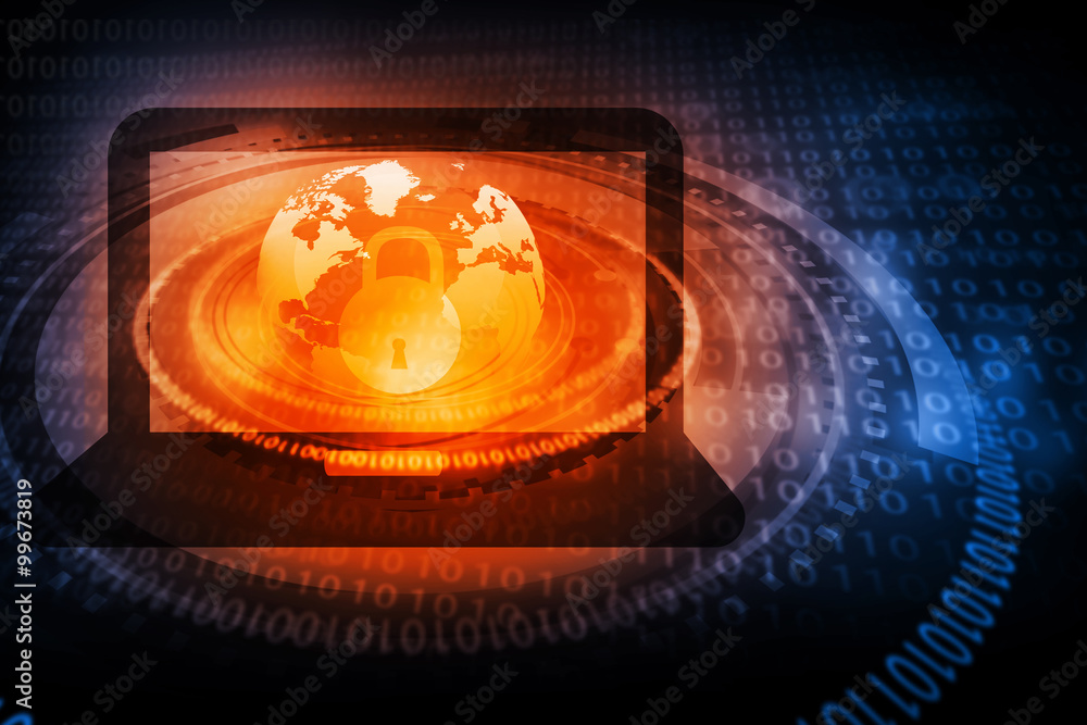 Poster digital background of internet security.