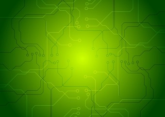 Obraz premium Bright green tech circuit board background